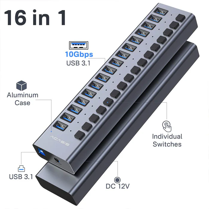 Acasis 16 Ports Usb 3.1 Hub With Individual Onoff Switches Splitter 2 1000 (1)