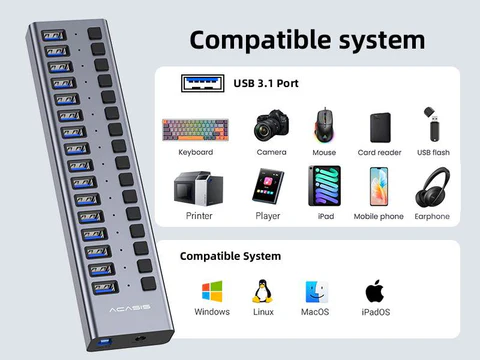 Acasis 16 Ports Usb 3.1 Hub With Individual Onoff Switches Splitter A2 480x480
