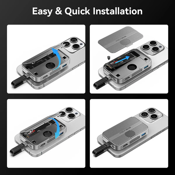 Acasis 10gbps usb c magnetic docking station ssd enclosure for iphone 16 5